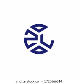 ZL monogram logo with abstract shapes in modern style design template