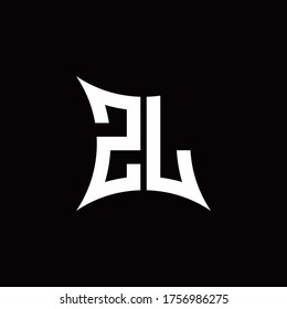 ZL monogram logo with sharped shape design template isolated on black background