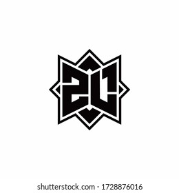 ZL monogram logo with square rotate style outline design template