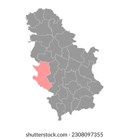 Zlatibor district map, administrative district of Serbia. Vector illustration.