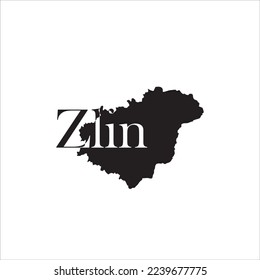 Zlin map and black lettering design on white background