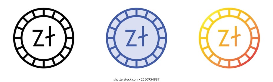 zloty icon. Linear, Blue Fill and Gradient Style Design Isolated On White Background