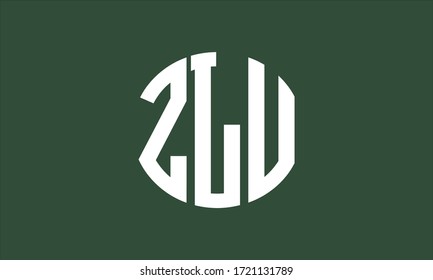 ZLU Circle Emblem Abstraktes Monogramm Buchstaben Zeichen Vektor Logo Vorlage
