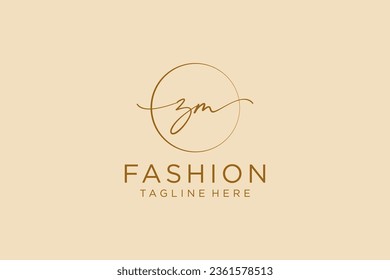 ZM Feminine logo beauty monogram and elegant logo design, handwriting logo of initial signature, wedding, fashion, floral and botanical with creative template.