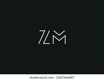 Diseño del logotipo de escritura a mano de letra inicial ZM y logotipo de monograma