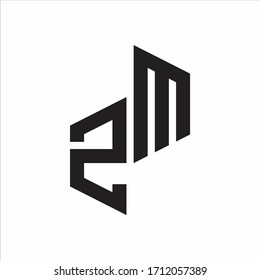 ZM Initial Letters logo monogram with up to down style