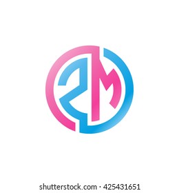 ZM initial letters looping linked circle logo pink blue