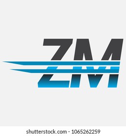 ZM initial logo company name colored black and blue, Simple and Modern Logo Design.