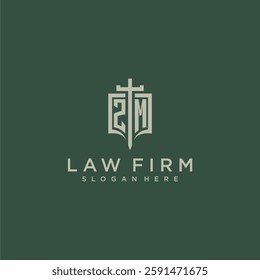 ZM initial monogram for law firm with sword and shield logo image
