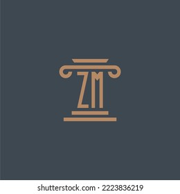 ZM initial monogram for lawfirm logo with pillar design