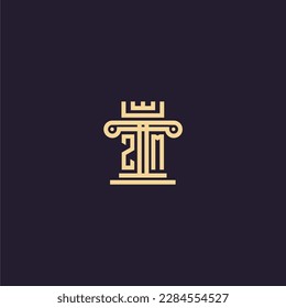 ZM initial monogram logo for lawfirm with pillar  crown image design