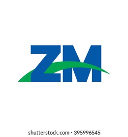 ZM initial overlapping swoosh letter logo blue green