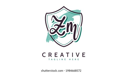 ZM Initials, handwriting logo vector