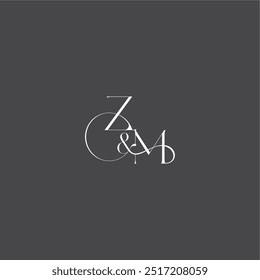ZM letter initial with line luxury curvy style monogram wedding logo concept