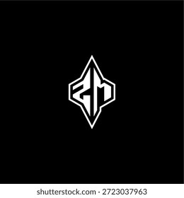 letra ZM logotipo inicial conceito de esporte techno estilo de corrida design moderno monograma de jogos