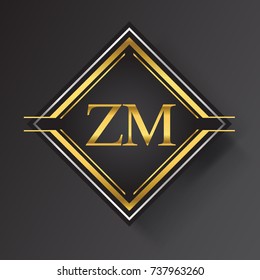 ZM Letter logo in a square shape gold and silver colored geometric ornaments