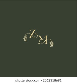 ZM letter luxury wedding monogram organic leaf initial logo design concept