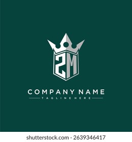 ZM letter monogram initial logo for shield and crown design