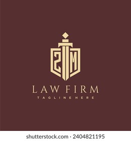ZM letter monogram for law firm with sword and shield logo image