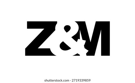 Diseño del logotipo de ZM en estilo audaz. Símbolo de identidad blanco y negro. Emblema de tipografía moderna. Icono de marca Corporativa. Mínima Plantilla de negocio.