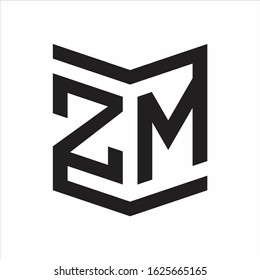 ZM Logo Emblem Monogram With Shield Style Design Template Isolated On white Background
