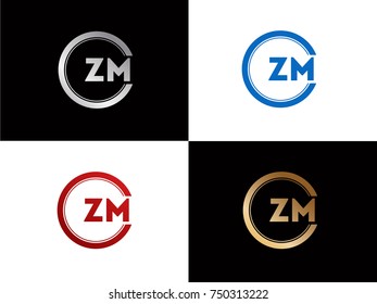 ZM Logo. Letter Design Vector with Red and Black Gold Silver Colors

