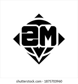 ZM Logo monogram with circle shape and square rotate rounded design template on white background