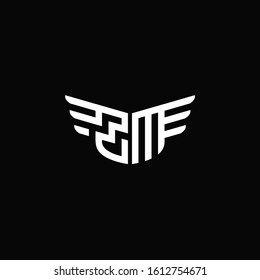 ZM logo monogram emblem shape with wings style ribbon design template