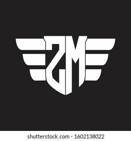 ZM Logo monogram with emblem and wings element design template