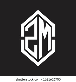 ZM Logo monogram with hexagon shape and outline slice style with black and white