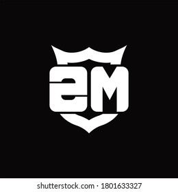 ZM Logo monogram with shield around crown shape design template