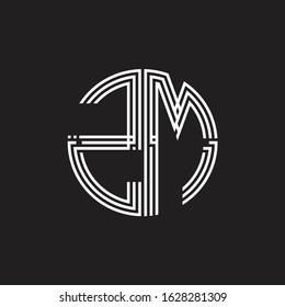 ZM Logo monogram triple ribbon style line design template isolated on black background
