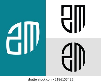 ZM modern initial letter logo design vector bundle. It will be suitable for which company or brand name start those initial.