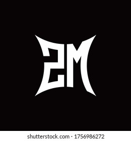 ZM monogram logo with sharped shape design template isolated on black background