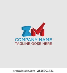 ZM, MZ, 3D Abstract initial monogram letter alphabet logo design