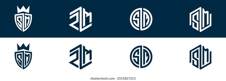 ZM MZ letra logotipo conjunto design