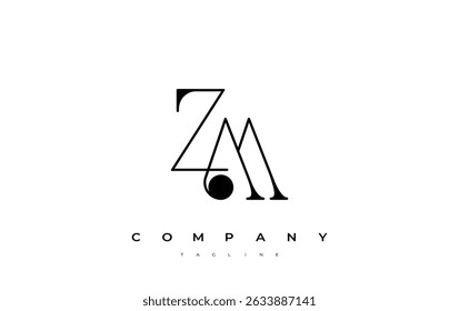ZM Typography Logo Design. Stylish monogram design depiction featuring the letters Z and M combined in an artistic signature style, delivering a unique and creative visual representation.