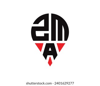 ZMA letter location shape logo design