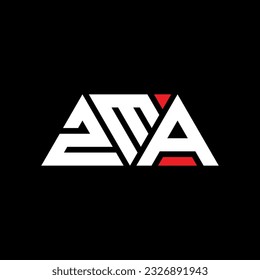 Diseño del logotipo de la letra triangular ZMA con forma triangular. Monograma de diseño del logotipo del triángulo ZMA. Plantilla de logotipo vectorial de triángulo ZMA con color rojo. Logo triangular ZMA Diseño sencillo, elegante y lujoso.