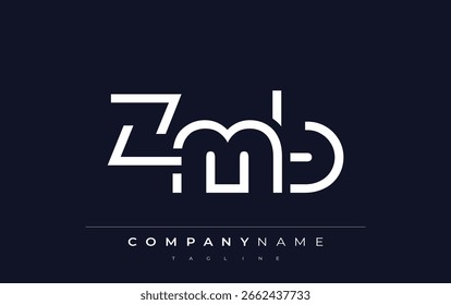 ZMB Minimalistic Logo Design Featuring Geometric Shapes and Simple Typography. Abstract letter logo design