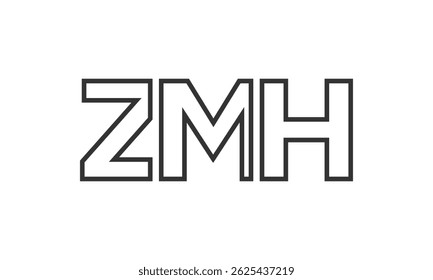 ZMH logo design template with strong and modern bold text. Initial based vector logotype featuring simple and minimal typography. Trendy company identity ideal for businesses brand presence.