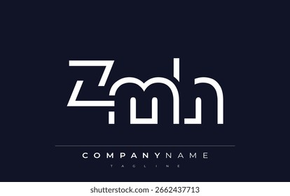 ZMH Minimalistic Logo Design Featuring Geometric Shapes and Simple Typography. Abstract letter logo design