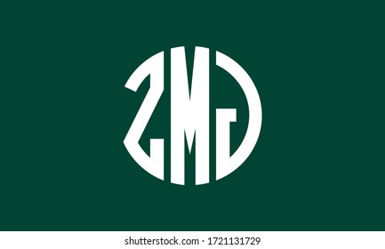ZMJ Circle Emblem Abstract Monogram Letter Mark Vector Logo Template