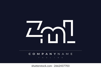 ZML Minimalistic Logo Design Featuring Geometric Shapes and Simple Typography. Abstract letter logo design