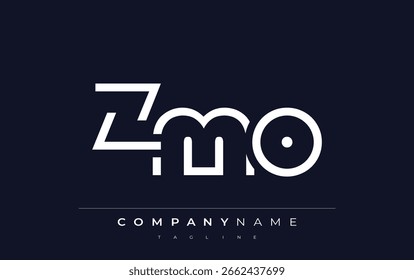 Diseño de logotipo minimalista ZMO con Formas geométricas y tipografía simple. Diseño de logotipo de carta Abstractas