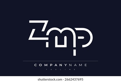 Diseño de logotipo minimalista ZMP con Formas geométricas y tipografía simple. Diseño de logotipo de carta Abstractas
