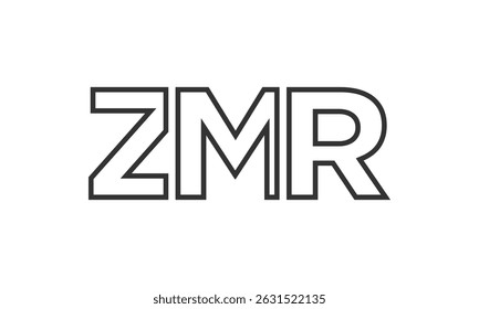 ZMR logo design template with strong and modern bold text. Initial based vector logotype featuring simple and minimal typography. Trendy company identity ideal for businesses brand presence.