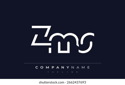 ZMS Minimalistic Logo Design Featuring Geometric Shapes and Simple Typography. Abstract letter logo design