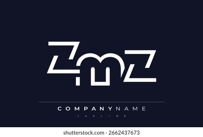 ZMZ Design de logotipo minimalista com formas geométricas e tipografia simples. Design de logotipo de letra abstrata