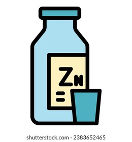 Zn drink icon outline vector. Iron element. Vitamin zinc color flat